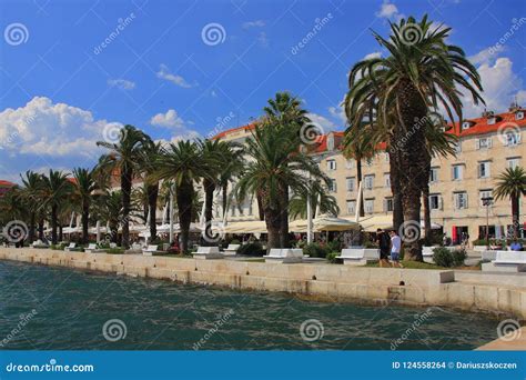 Croatia, Split - a Palm-lined Boulevard in the Port of the Adriatic ...