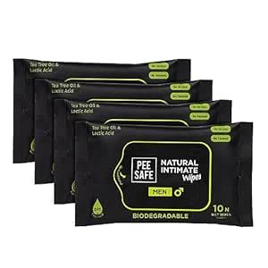 Pee Safe Intimate Wipes for Men, Biodegradable, pH balanced - 40 Wipes ...
