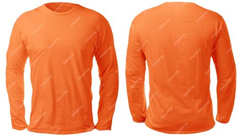 Premium Photo | Orange long sleeved tshirt mock up front and back view ...