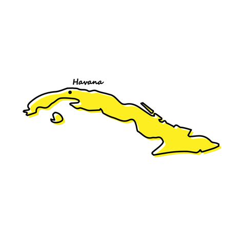 sencillo contorno mapa de Cuba con capital ubicación 21808029 Vector en ...