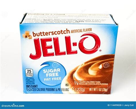 Caja De Jello Sugar Free Butterscotch Pudding Mix Foto de archivo ...