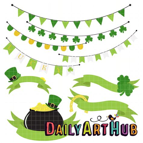 St. Patrick’s Day Banners and Ribbons Clip Art Set – Daily Art Hub ...