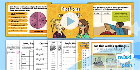 Plan It Y4 Term 1A W4: Prefix il and ir Spelling Pack