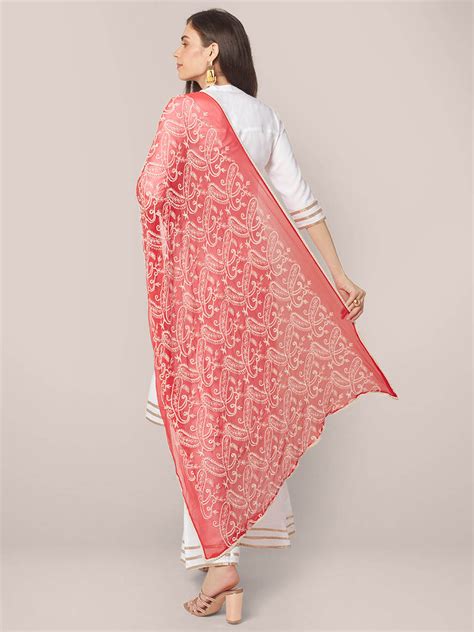 Paisley Embroidered Chiffon dupatta Dupatta Bazaar