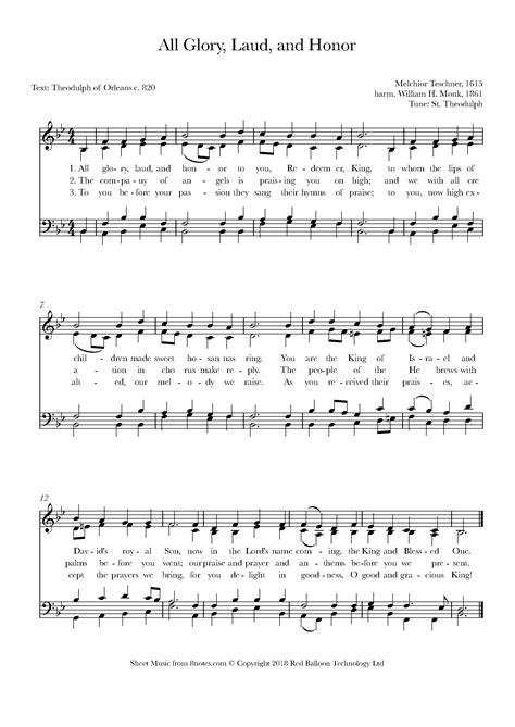 Teschner - All Glory, Laud, and Honor Sheet music for Organ - 8notes.com