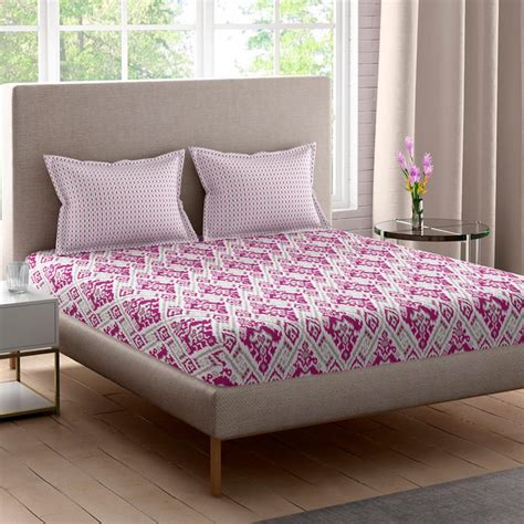 Buy PORTICO Celestine Cotton 144TC Printed 3Pcs Queen Bedsheet Set from ...