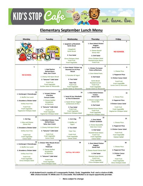 Dunbarton Elementary School Lunch Menu at Mark Leath blog