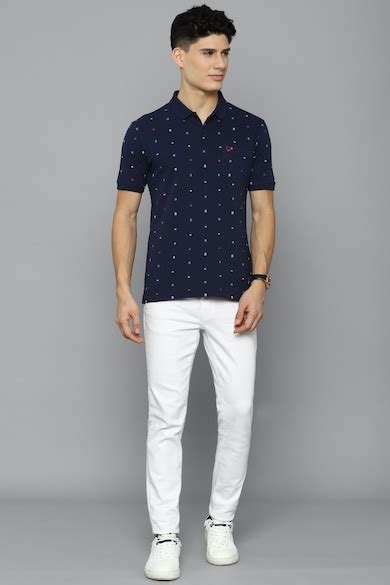 Buy Men Navy Printed Polo Neck T-shirt Online - 754979 | Allen Solly