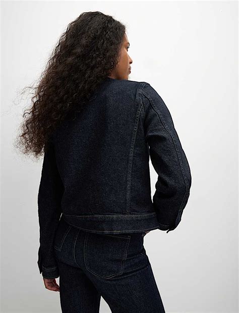 Buy Denim Collarless Button Through Jacket at Marks & Spencer