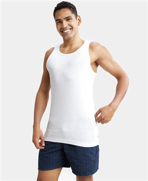 Buy Super Combed Cotton Rib Round Neck Sleeveless Vest with StayFresh ...