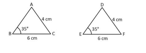 Given below are the measurements of two triangles- ΔABC - BC = 6cm, AC ...