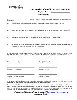 Declaration of Conflict of Interest Form - Blank Fillable Template ...