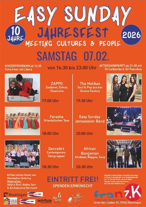 Das zehnte Easy Sunday Jahresfest, Kulturzentrum franz.K Reutlingen, 7 ...