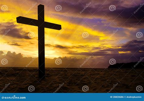 Christian cross on sunset stock photo. Image of concept - 28820686