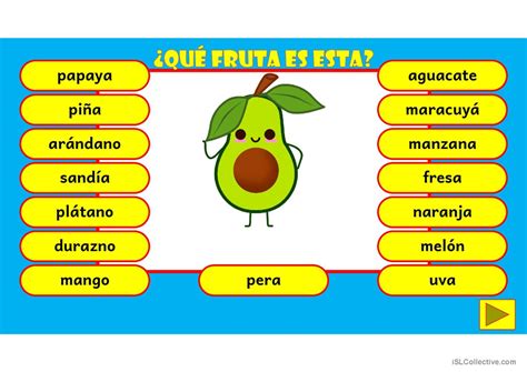 Frutas (juego): English ESL powerpoints