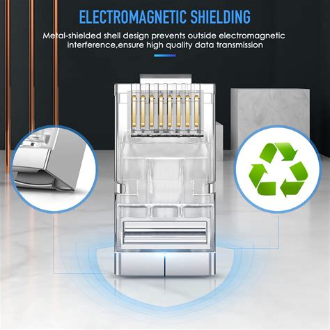 Buy JODROAD Shielded RJ45 Cat6 Cat6A Pass Through Connectors - 3 Prong ...