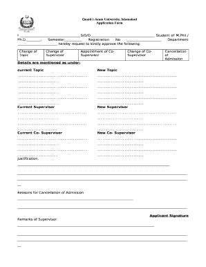 PK Quaid-i-Azam University Application Form - Fill Out, Sign & Share ...