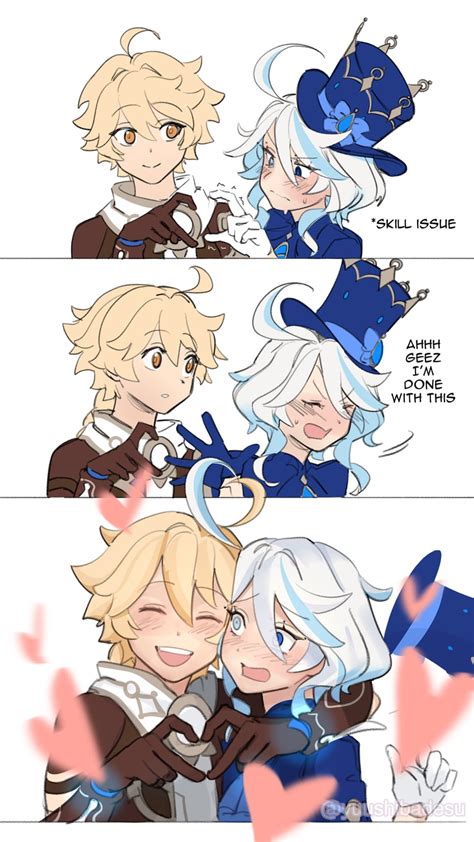 aether and furina (genshin impact) drawn by yuushiba | Danbooru