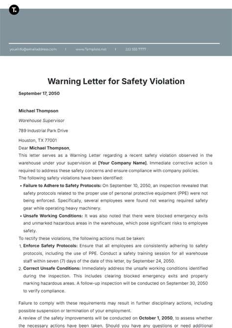 Free Excessive Leave Warning Letter Template to Edit Online