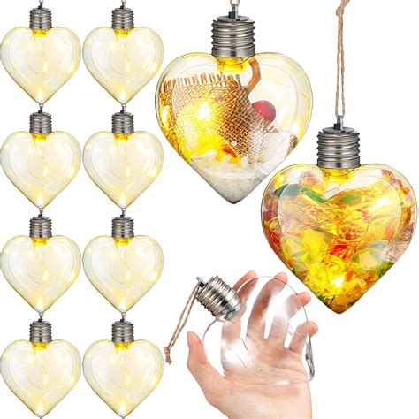 Led Christmas Fillable Light Bulb Hanging Tree Ornaments Heart Ball ...