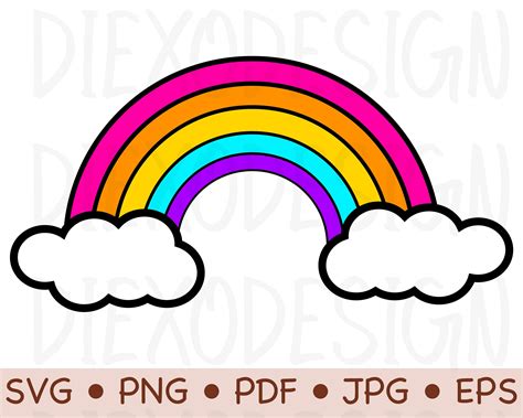 Rainbow PNG, Rainbow With Clouds SVG, Rainbow Cloud Clipart, Rainbow ...