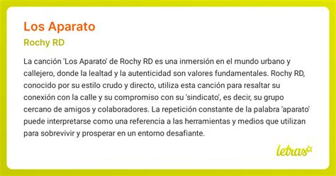Significado de la canción LOS APARATO (Rochy RD) - LETRAS.COM