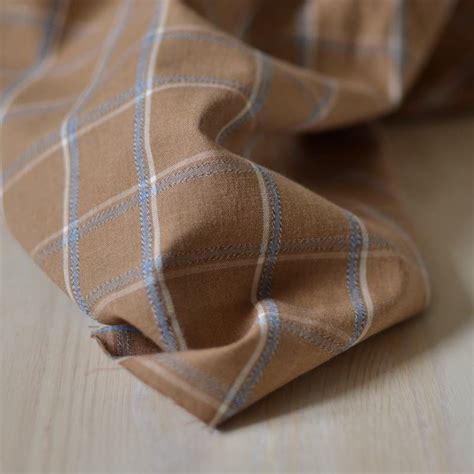 Tissu carreaux camel | coton recyclé - A&A Patrons