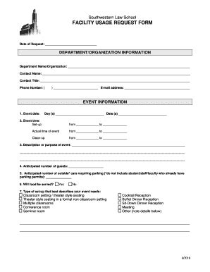 Facility Usage Request Form - Blank Fillable Template | Fill Out, Print ...