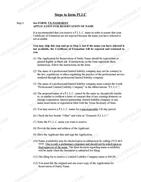 Texas Professional Limited Liability Company PLLC Formation Package ...