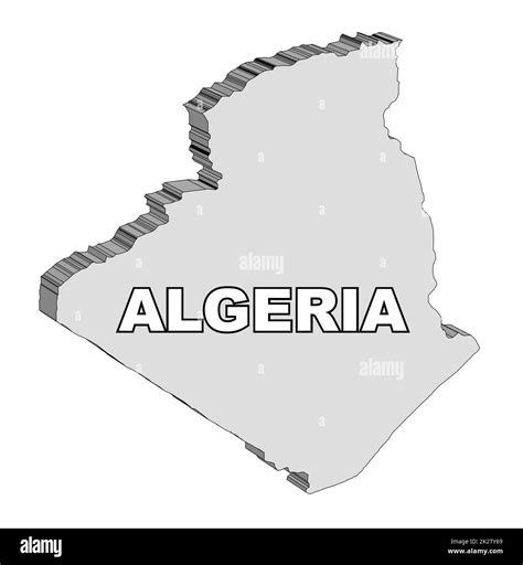 Outline 3D Map of Algeria Stock Photo - Alamy