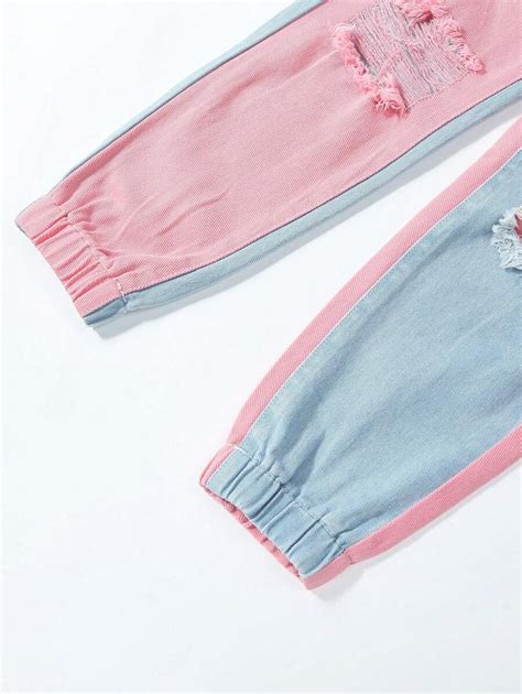 Tween Girl Contrast Y2K Street Urban Elastic Waist Wide Legs Jeans With ...