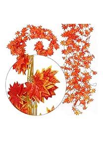 Buy SHIMMER Artificial Wall Hanging Garland Orange Maple Leaves Bail ...