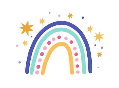 Netter lustiger magischer Regenbogen mit den Sternen lokalisiert auf ...