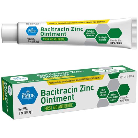 MedPride Bacitracin Antibiotic Ointment with Zinc 1 Oz First Aid for Minor Cuts, Scrapes, Burns ...