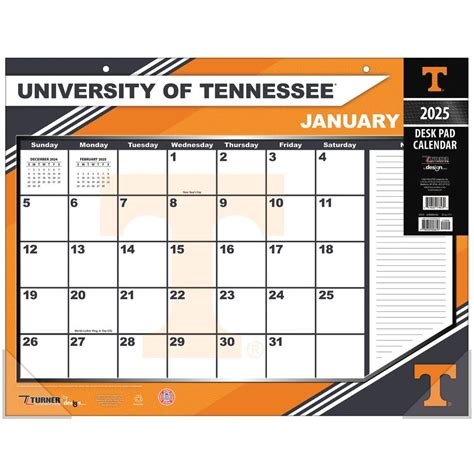 COL Tennessee Volunteers 2025 Desk Pad - Calendars.com