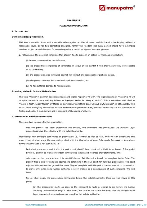 SOLUTION: 23 tort malicious prosecution - Studypool