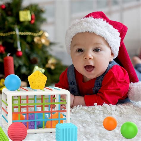 Buy HOOLYUK Baby Shape Sorting Toy, Sensory Sorting Bin with Elastic ...