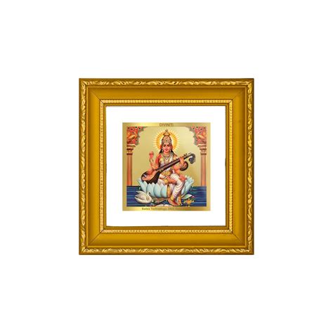 DIVINITI 24K Gold Plated Saraswati Mata Photo Frame For Home Decor, Ta ...