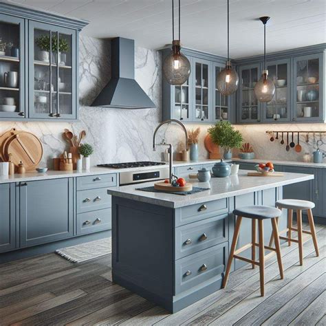 5 Perfect Pairing Tips for Quartz & Blue Cabinets | Kitchen interior ...
