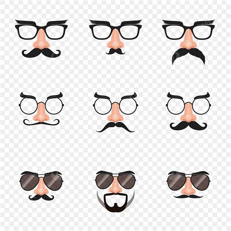 Fake Mustache Vector PNG Images, Fake Nose And Glasses Set With ...