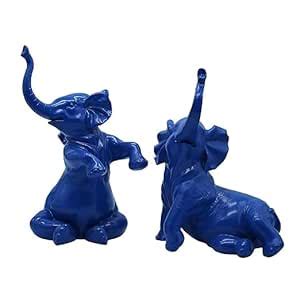 Gulzar Creations Elephant Figurines Set, Royal Blue,Handmade Resin ...