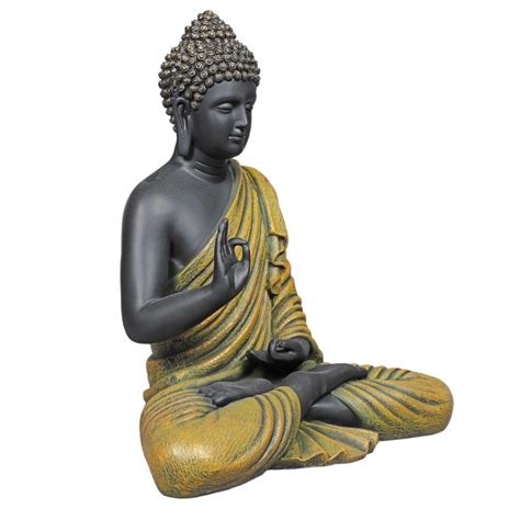 Blessing Buddha 15 Inch Decorative Showpiece – Brown & Yellow – Ashnam Home
