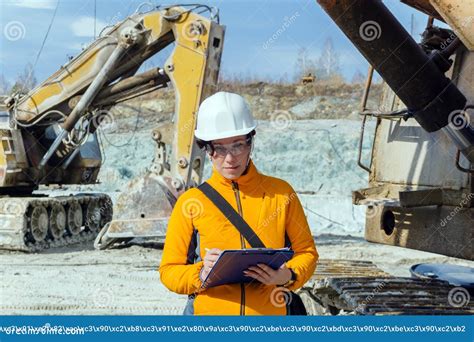Female Geologist or Mining Engineer at Work Stock Image - Image of ...