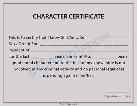 Character certificate will be available sitting at home for hundred ...