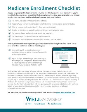 Medicare Enrollment Checklist - Blank Fillable Template | Fill Out ...