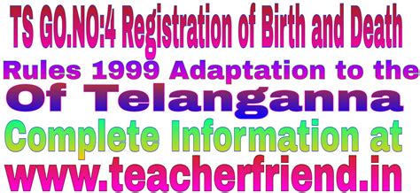 TS GO.NO:4, AP Registration of Births and Deaths Rules-1999 Adaptation ...