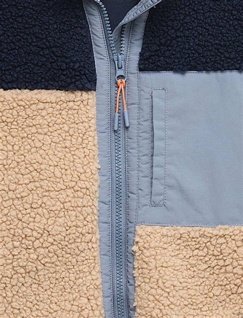 Buy Colour Block Zip Borg Jacket (6-16 Yrs) at Marks & Spencer