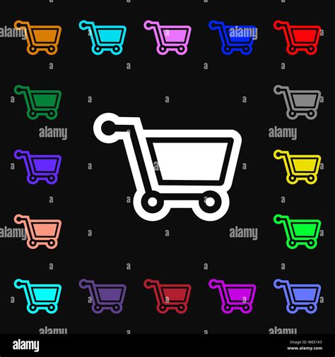 shopping cart icon sign. Lots of colorful symbols for your design ...