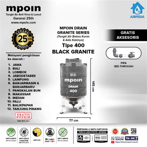 Promo Tangki Air Mpoin Drain 400 - Toren Air Mpoin Drain 350 Liter ...