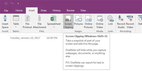 Image result for OneNote for Windows 10 Screen Clipping